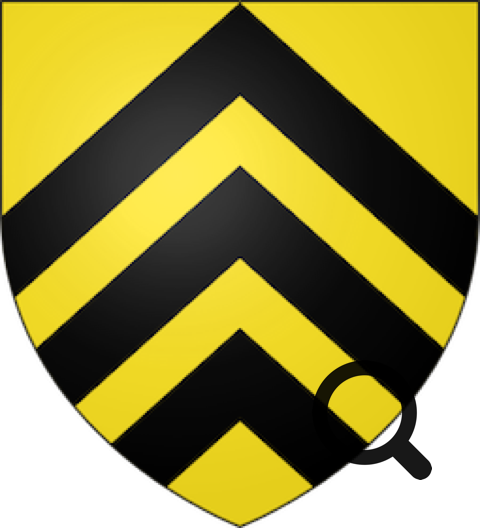 Bouclier jaune avec trois chevrons noirs.