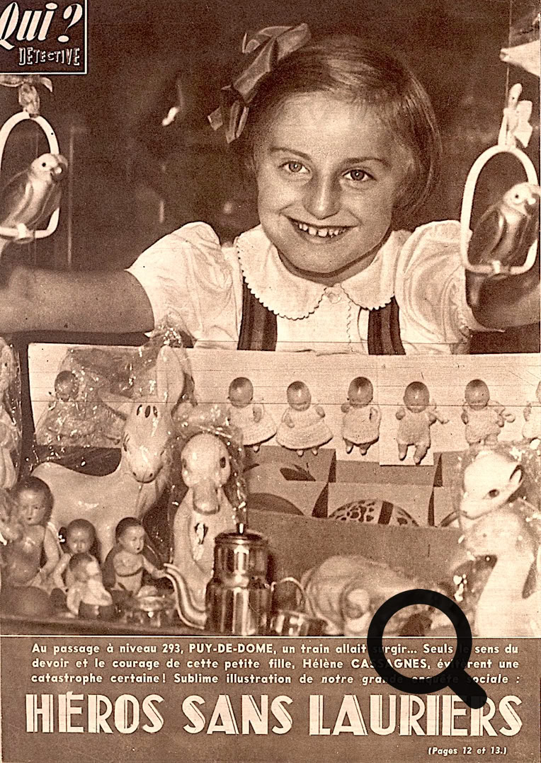 Jeune fille souriante entourée de jouets, avec le texte "HÉROS SANS LAURIERS" en bas de l'image.